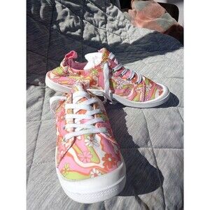 Soul Mates Floral Casual Canvas Sneakers Sz 7 Multi-color Hippie Happy Whimsy